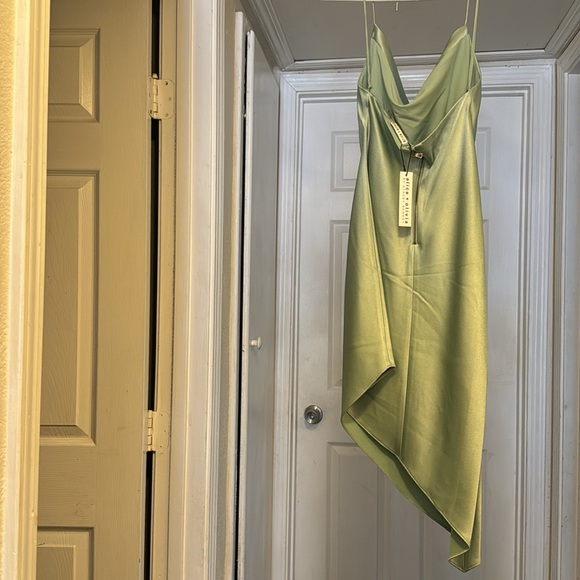 Beautiful asymmetrical, sage color dress. - Picture 3 of 4